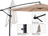 10ft Umbrella Hanging Offset Market Outdoor Sun Shade For Deck Poolside Easy Tilt Cross Base 50652533