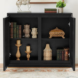 Mid Century Modern Fluted Hollowed Out Sideboard Cabinet with 2 Outlet Holes, Buffet Cabinet with W1801P288511