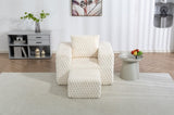 Lingge corduroy compression sofa with Ottoman-33006 W3326P331624