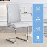 Luxury Simple Arch Chair - Set of 4 Light Gray PU Material High Resilience Dining Chair with Arched W1151P154861