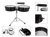 Percussion 13" & 14" Timbales Drum Set with Stand and Cowbell Black 80488868