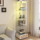 Modern Display Cabinet with Drawer , Quick-assembly Antique Cabinet with LED lights, Tempered W241P268237