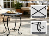 14" Metal Side Table, Indoor Outdoor Decorative End Table X-Base Heavy Duty Plant Stand for Patio 06088239