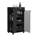 Baltimore Bar Cart with Casters, Glass Door and 2-Side Shelf B200P188862