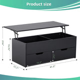 Lift-Top Coffee Table with Storage Center Tables Hidden Compartment & 2 Drawers, Sofa Table For W2282P188572
