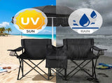 XL Double Folding Fishing Chair with Umbrella, Cooler Bag, Cup Holders - Heavy Duty 480 lbs 91120849