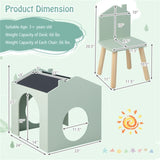 3 Pieces Wooden Kids Table and Chair Set - Inclined Chalkboards Ergonomic 70905908