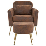 Half Disassembled Single Chair With Gold Feet And Pedals Bronzing Cloth Indoor Leisure Chair Orange 21962356