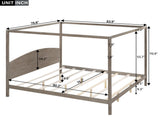 King Size Canopy Platform Bed with Headboard and Support Legs, Brown Wash WF309291AAD