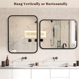 Black Bathroom Wall Mirror for Over Sink 40" 32" Rectangle Vanity Mirror with Round Corner for T3177P296179