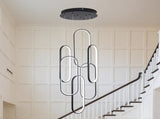 High Ceiling Chandelier Modern LED Ring Pendant Light 3 Color Dimmable Black Chandeliers 92072349
