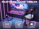 31.5" Gaming Desk with Bookshelf and Printer Stand Faux Carbon Fiber Veneer P2 Particleboard 73988009