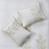 6 Piece Embroidered Quilt Set with Throw Pillows Yellow King/Cal King B03597621