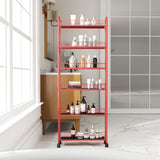 Red 6-Tier Rolling Cart Gap Kitchen Slim Slide Out Storage Tower Rack with Wheels,6 W2167P195981