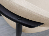 Beige Cotton-Linen Fabric Upholstered Dining Chair with Black Solid Wood Legs, Armless Chair Set of W5815P476383