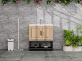 32" Bathroom Vanity White Ceramic Sink & Hot and Cold Faucet , Freestanding Bathroom Cabinet W688P224389