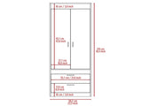 Lisboa Armoire, Rod, Double Door, Two Drawers, Metal Handles B200P188848