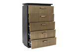 Modern Style 5-Drawer Chest Made With Mango Wood and Finished with Brass Metal B009128311