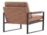 Single Iron Frame Chair Light Brown Technology Fabric Indoor Leisure Chair 43319375