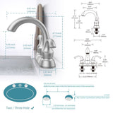 Bathroom Faucet 2-Handle Brushed Nickel with Aerator, Swan Style 4-inch Centerset Vanity Sink with T3177P277547