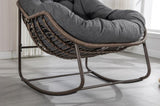 Outdoor Rattan Rocking Chair,Padded Cushion Rocker Recliner Chair Outdoor for Front Porch, Living W640105282