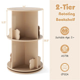 2-Tier Kids Rotating Bookshelf - 360&deg Display for Books/Toys, Bear Baffles Child-Friendly Height, 59781382