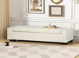50" Ottoman Bench in Textured Fabric, Rectangular Design with Hinged Lid for Seating, Footrest, and 74862.00WHTTEX