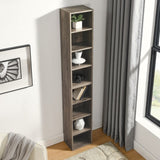 8-Tier Media Tower Rack, CD DVD Slim Storage Cabinet with Adjustable Shelves, Tall Narrow Bookcase W1781P182841