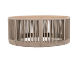 Outdoor Rattan rope & Acacia Wood Coffee Table - Patio Balcony Furniture for Garden, Yard, Balcony N770P298632B