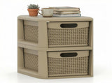 2-Drawer PP Storage Organizer Wicker Style Narrow Cabinet for Home Office 09536706