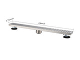 24 Inch Linear Shower Drain with Removable Square Patterned Grate, 304 Stainless Steel with Hair 65920613