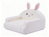 Kids Armchair Toddler Reading Sofa, Full Compression, Teddy Velvet Cute White Rabbit Shape Kids Sofa 66631324