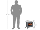 Electric Fireplace Freestanding Stove Heater with Realistic Logs 14.75"x9"x17.25" Gray 76101144