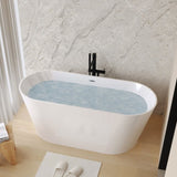 67" Acrylic Freestanding Bathtub, stand alone bathroom tub, Glossy White, Toe-tap Chrome Drain, cUPC W1675P300333