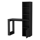 ZNTS Peterson Computer Desk with 4-Tier Bookcase and 1-Door Cabinet Black B062111729