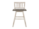 Pub Height Chairs Set of 2, Distressed Gray and White 360-degree Swivel Chair Solid Rubberwood B011P194918