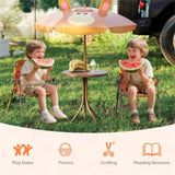 4 Pieces Folding Kids Table and Chair Set with Height Adjustable Sun Umbrella - Brown 18420047