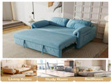 Sofa Showcase 54" Velvet Blue Sofa Bed A Dual-Purpose Living Room Gem with a Retractable Bed W3371P302132