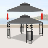 10x10 Ft Outdoor Patio Gazebo Replacement Canopy,Double Tiered Gazebo Tent Roof Top Cover Only W41939706