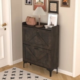 Shoe Cabinet with 2 Flip Drawers& Open Shelves,Modern Entryway Shoe Storage Cabinet, SlimNarrow W679P154753