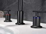 Matt Black Widespread Bathroom Sink Faucet with With CUPC Water Supply Hose and Cartridge DSDC729MB