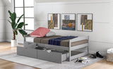 ZNTS Twin size platform bed, with two drawers, gray 72680589