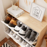 31.5 Inch Nordic Style Shoe Storage Cabinet with 2 Flip Drawers, Freestanding Organizer with Solid W3166P268391
