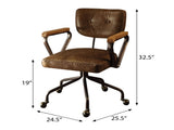 Vintage Whiskey Swivel Office Chair with Nailhead Trim B062P182752