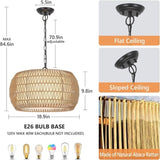 Rattan Farmhouse Chandelier Light Fixtures W2738P324209