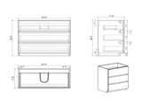 Alice-36F-102,Floor cabinet WITHOUT basin, Gray color, With three drawers, Pre-assembled W1865107752