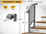 Handrails for Outdoor Steps, Iron Handrail Fits 1 Step, Transitional Handrail with Installation Kit, 99564073