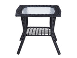 Outdoor Wicker Side Table, Rattan End Table with Glass Top, Patio Coffee Bistro Table for Indoor 93086851