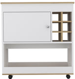 Camelia Bar Cart, Lower Panel, Six Bottle Cubbies, One Cabinet -Light Oak / White B07092081