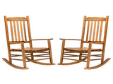 Square Wooden Rocking Chair Wavy Backboard Original Color 82239638